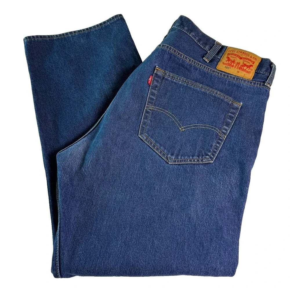 Levi's 501 Men's Original Fit Jeans 46x32 Button Fly Medium Wash Cotton Blue